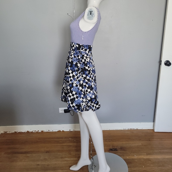 Moschino Jeans Balloon Skirt Mixed Print Dress, GUC, Size 2 - Picture 2 of 10